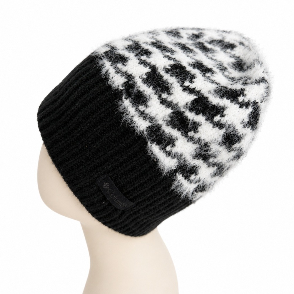 Columbia Women Black Permafrost Plush Beanie II Silky Lightweight Fleece Lined